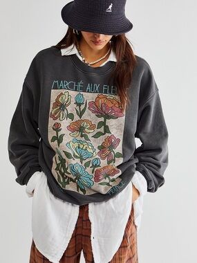 Daydreamer x Free People Crewneck Sweatshirt with Multicolor Floral Print